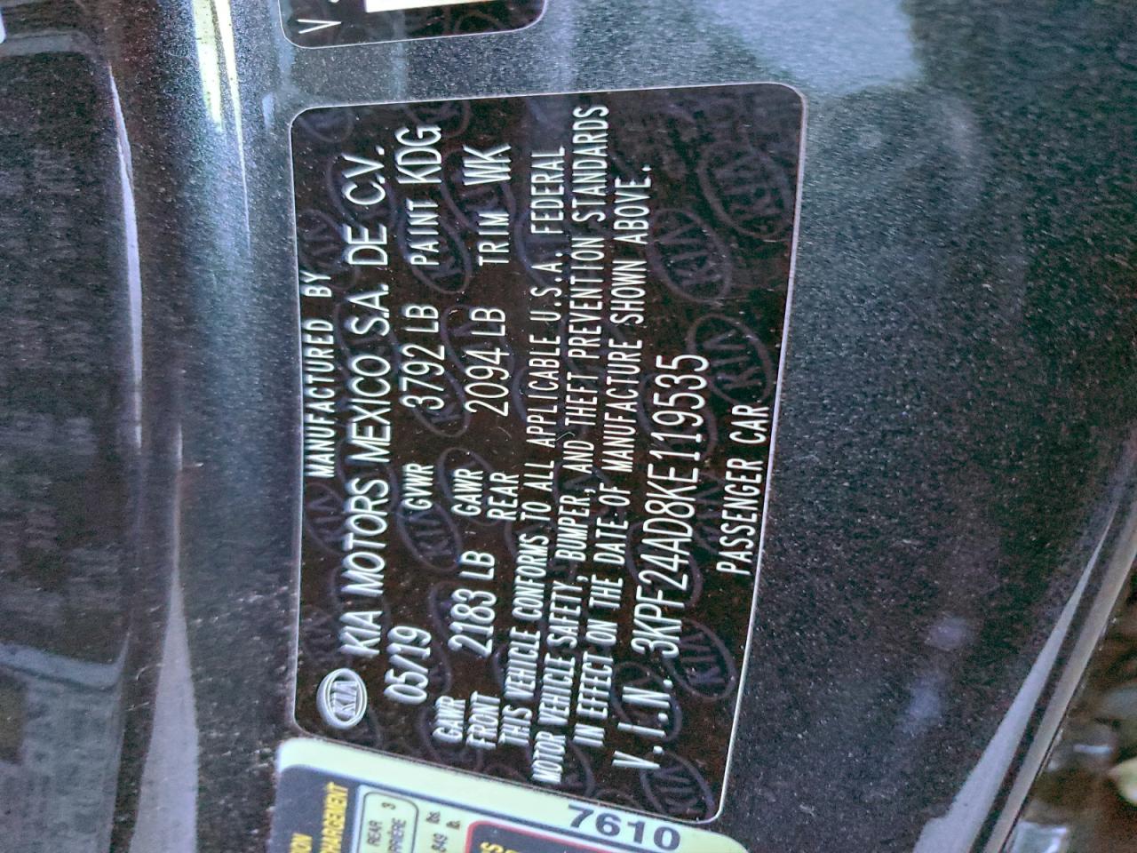 2019 KIA FORTE FE photo 13