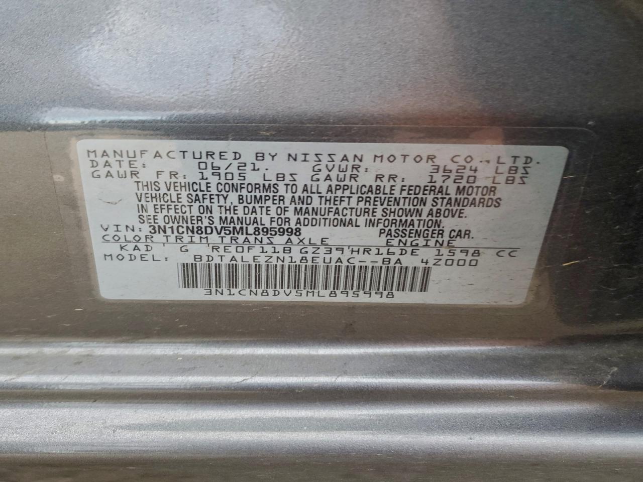 2021 NISSAN VERSA S photo 12