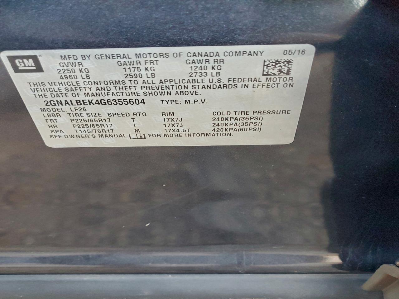 2016 CHEVROLET EQUINOX LS photo 25