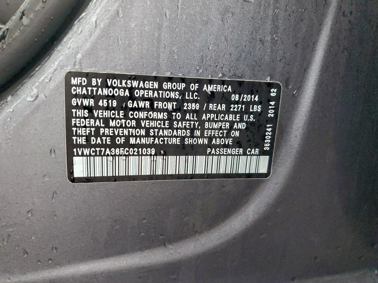 2015 VOLKSWAGEN PASSAT SEL photo 12