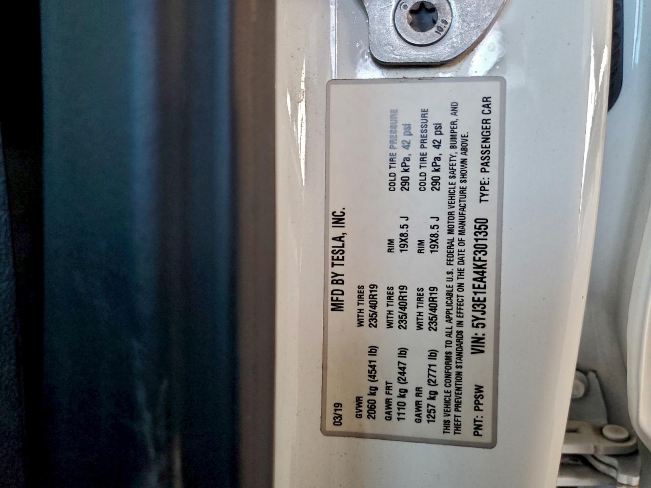 2019 TESLA MODEL 3 photo 12