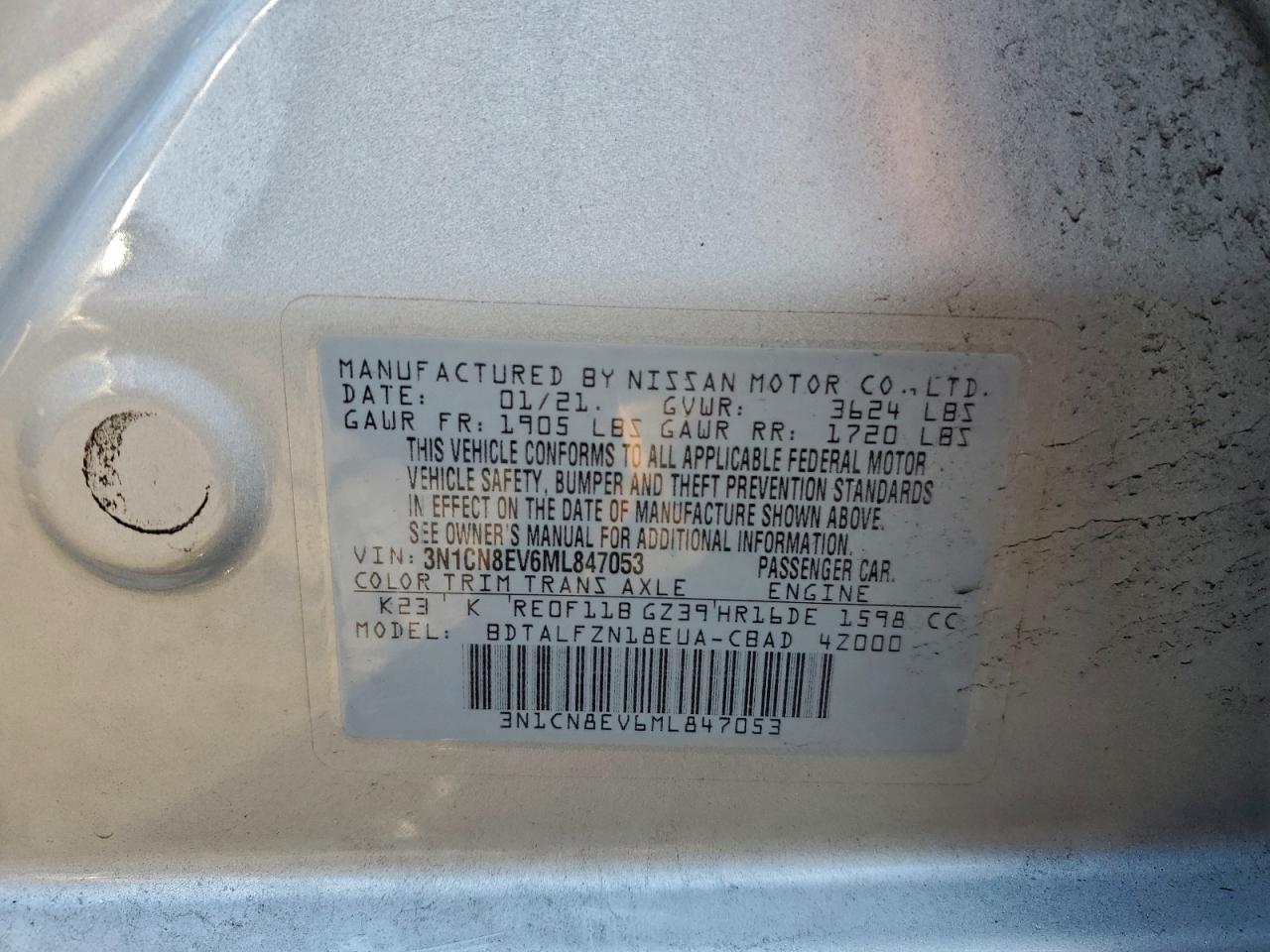 2021 NISSAN VERSA SV photo 13