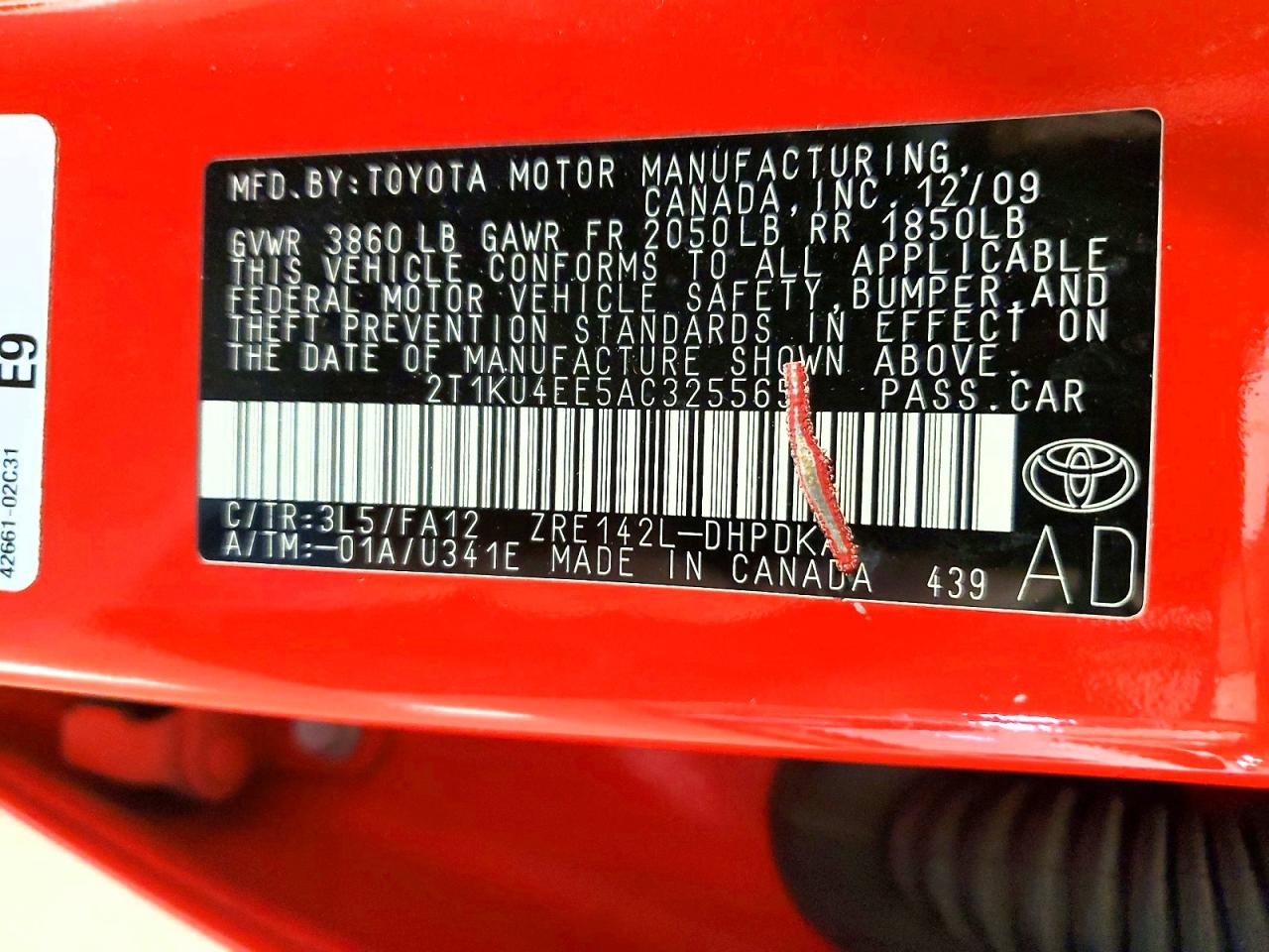 2010 TOYOTA COROLLA MATRIX BASE photo 12
