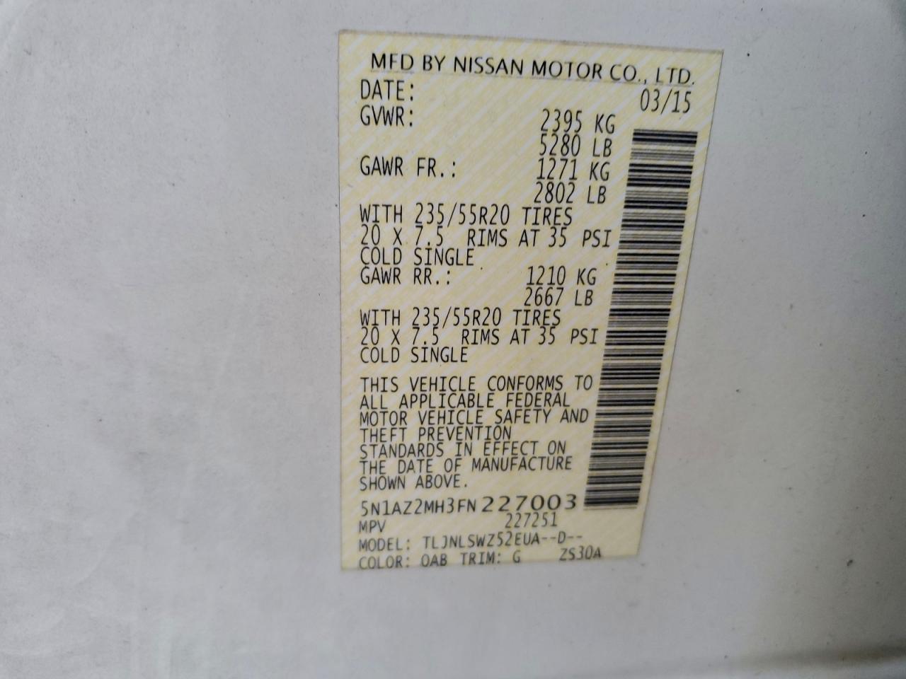 2015 NISSAN MURANO S photo 13