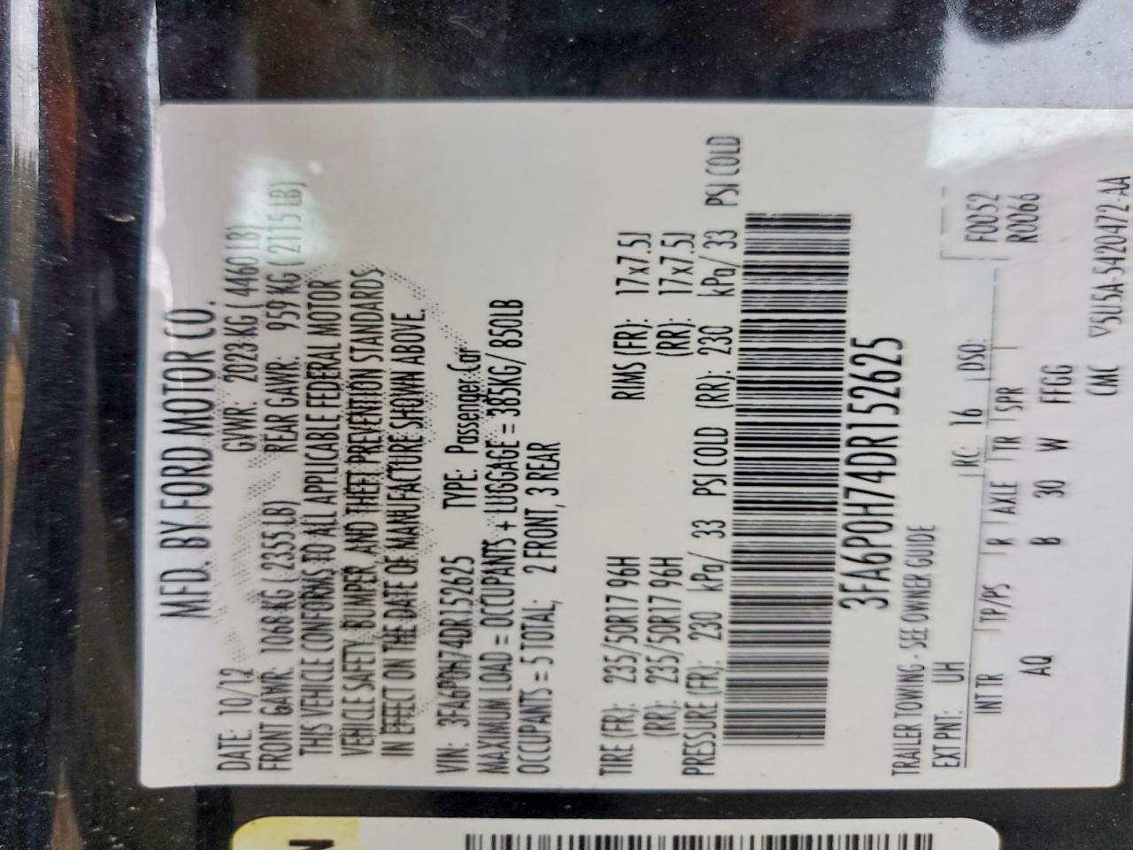 2013 FORD FUSION SE photo 12