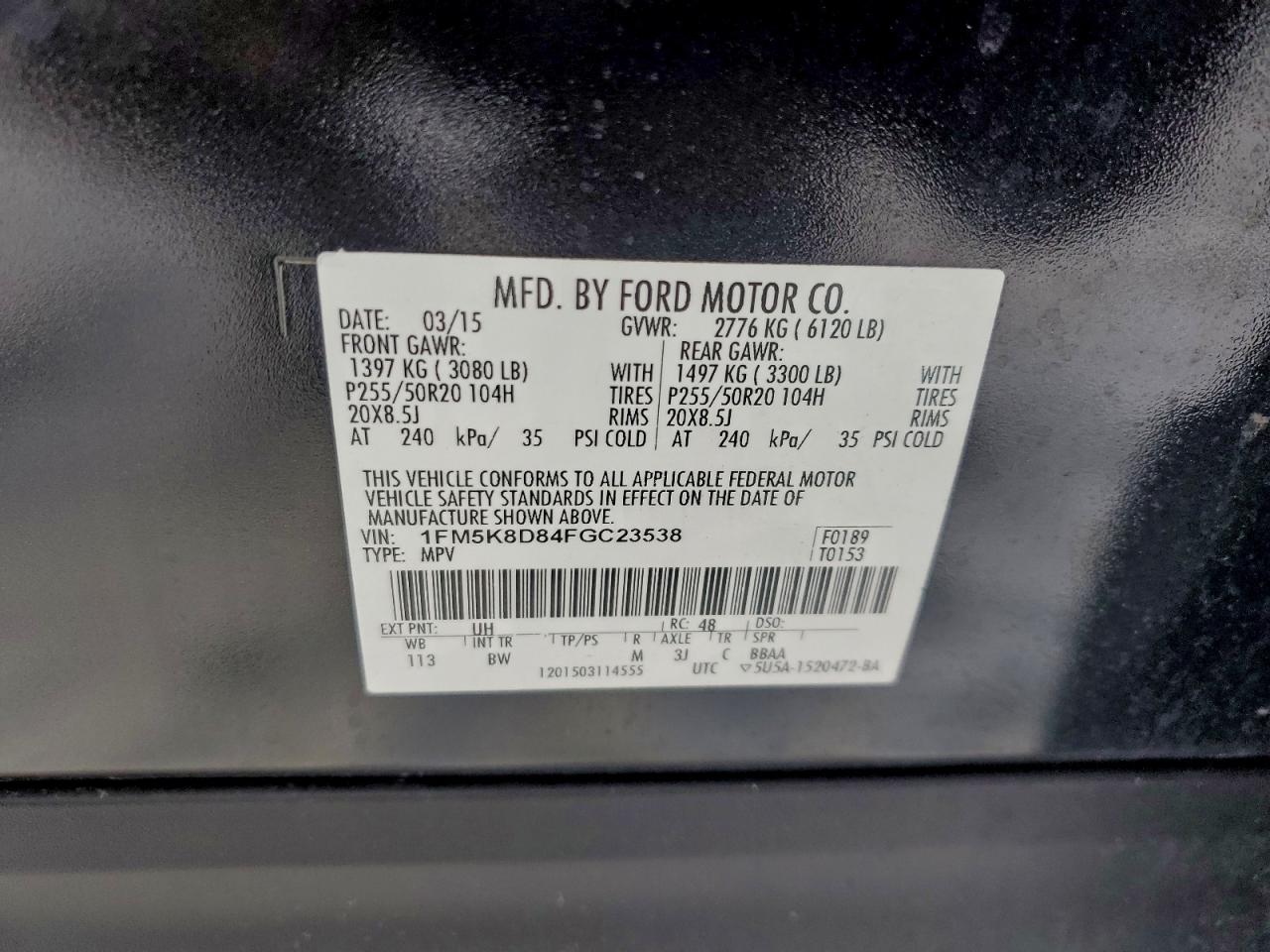 2015 FORD EXPLORER XLT photo 13