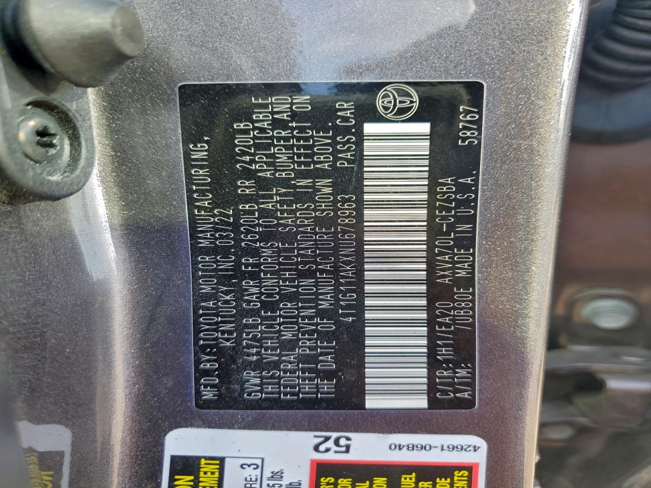 2022 TOYOTA CAMRY SE photo 12