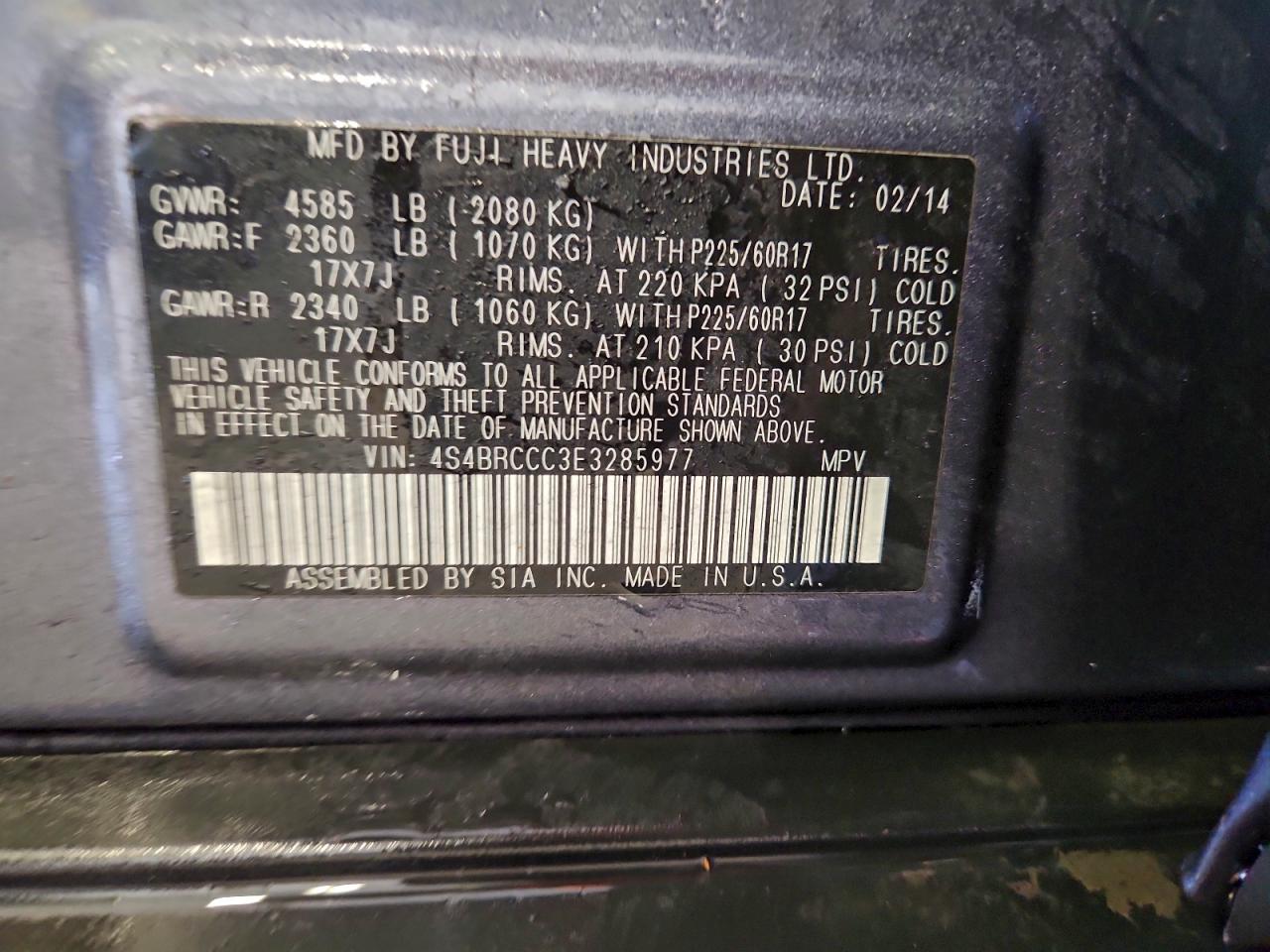 2014 SUBARU OUTBACK 2.5I PREMIUM photo 37