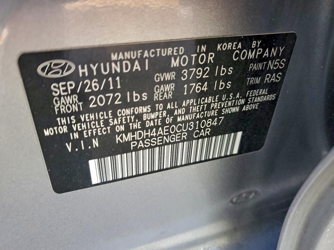 2012 HYUNDAI ELANTRA GLS photo 34