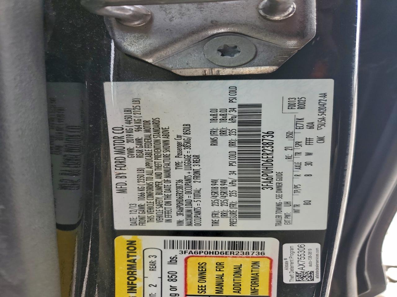 2014 FORD FUSION SE photo 12