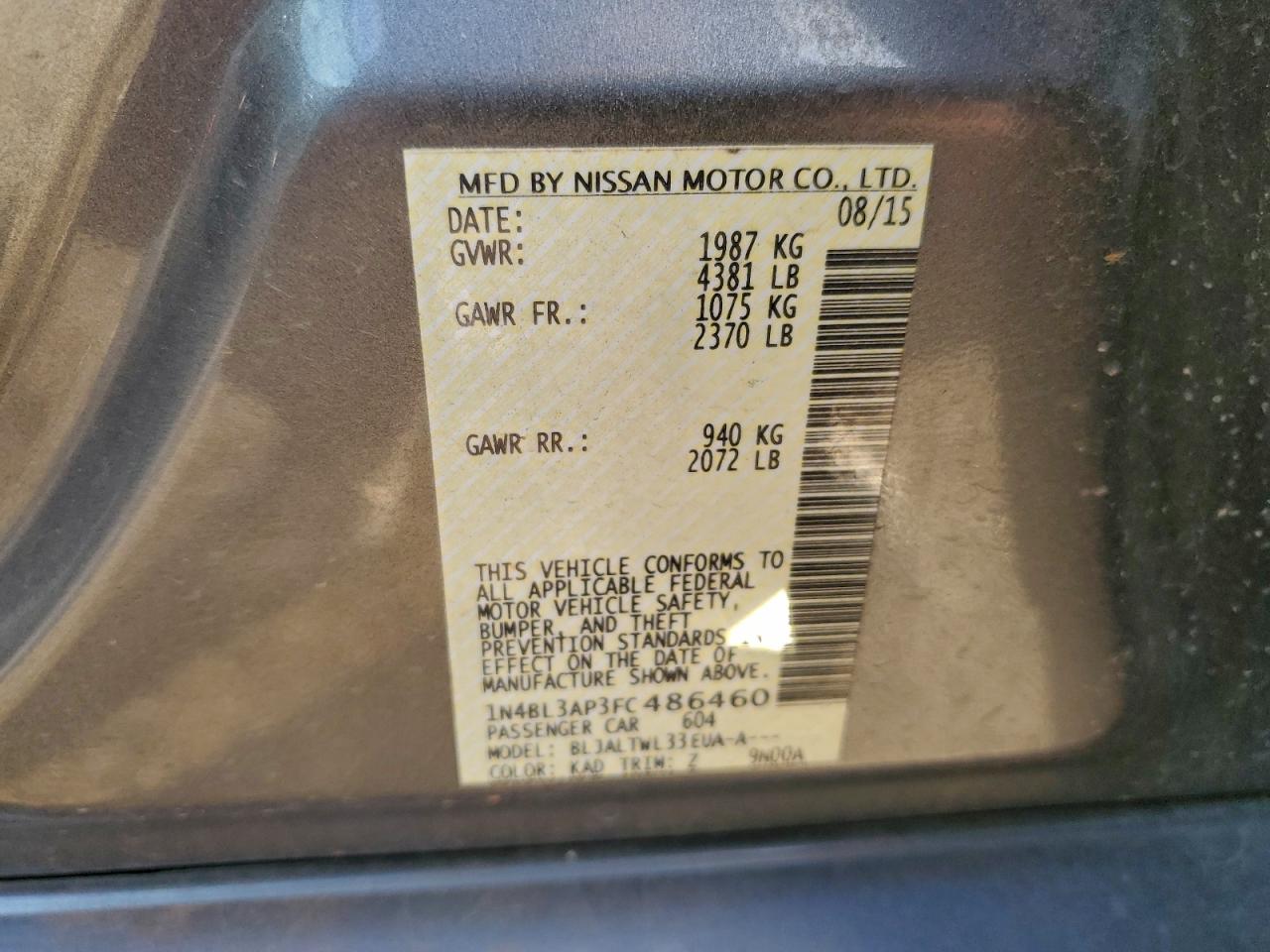 2015 NISSAN ALTIMA 3.5S photo 23