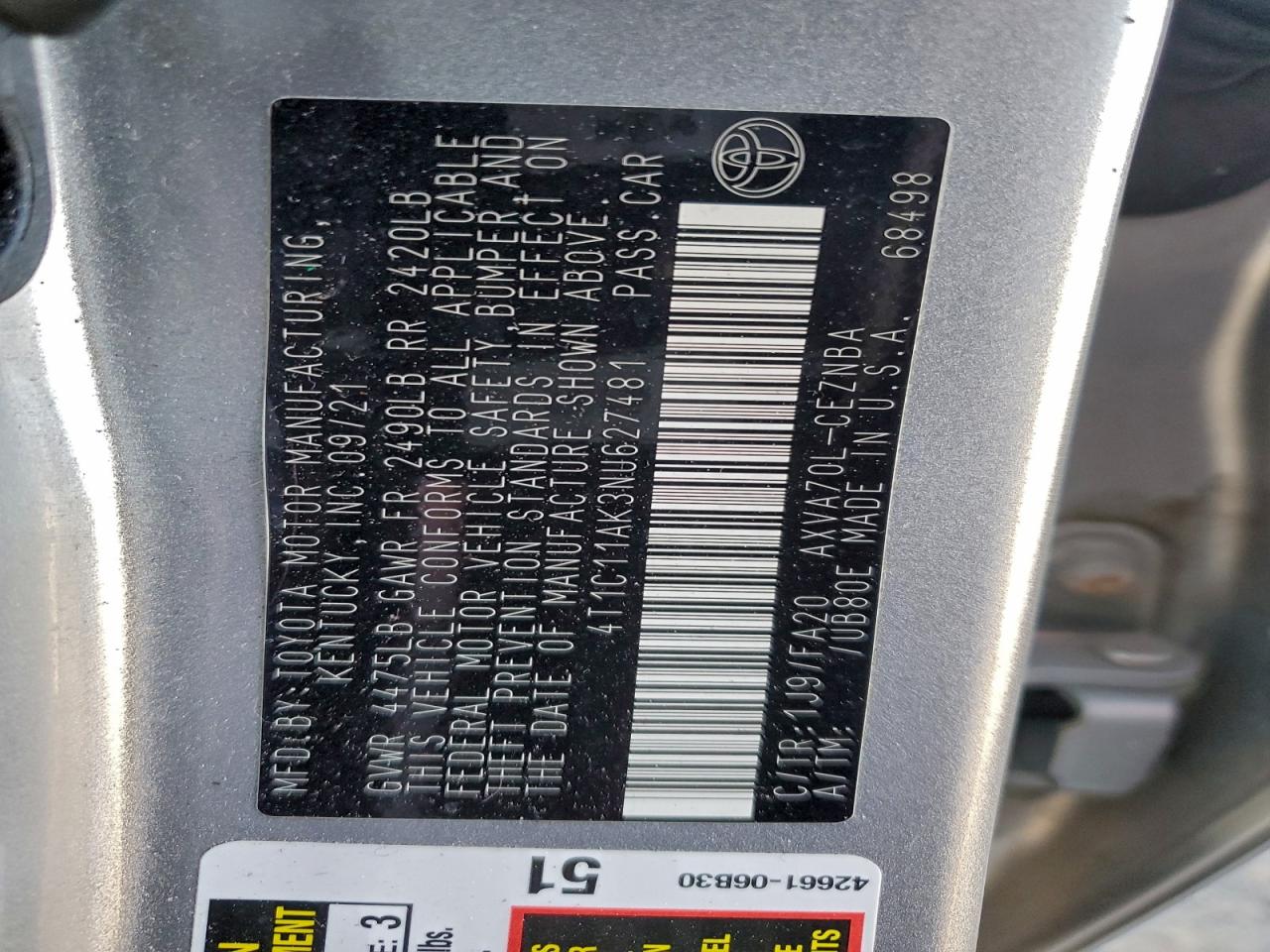 2022 TOYOTA CAMRY LE photo 34