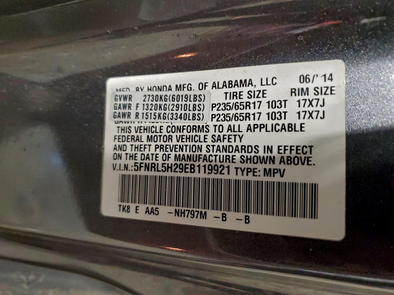 2014 HONDA ODYSSEY LX photo 37
