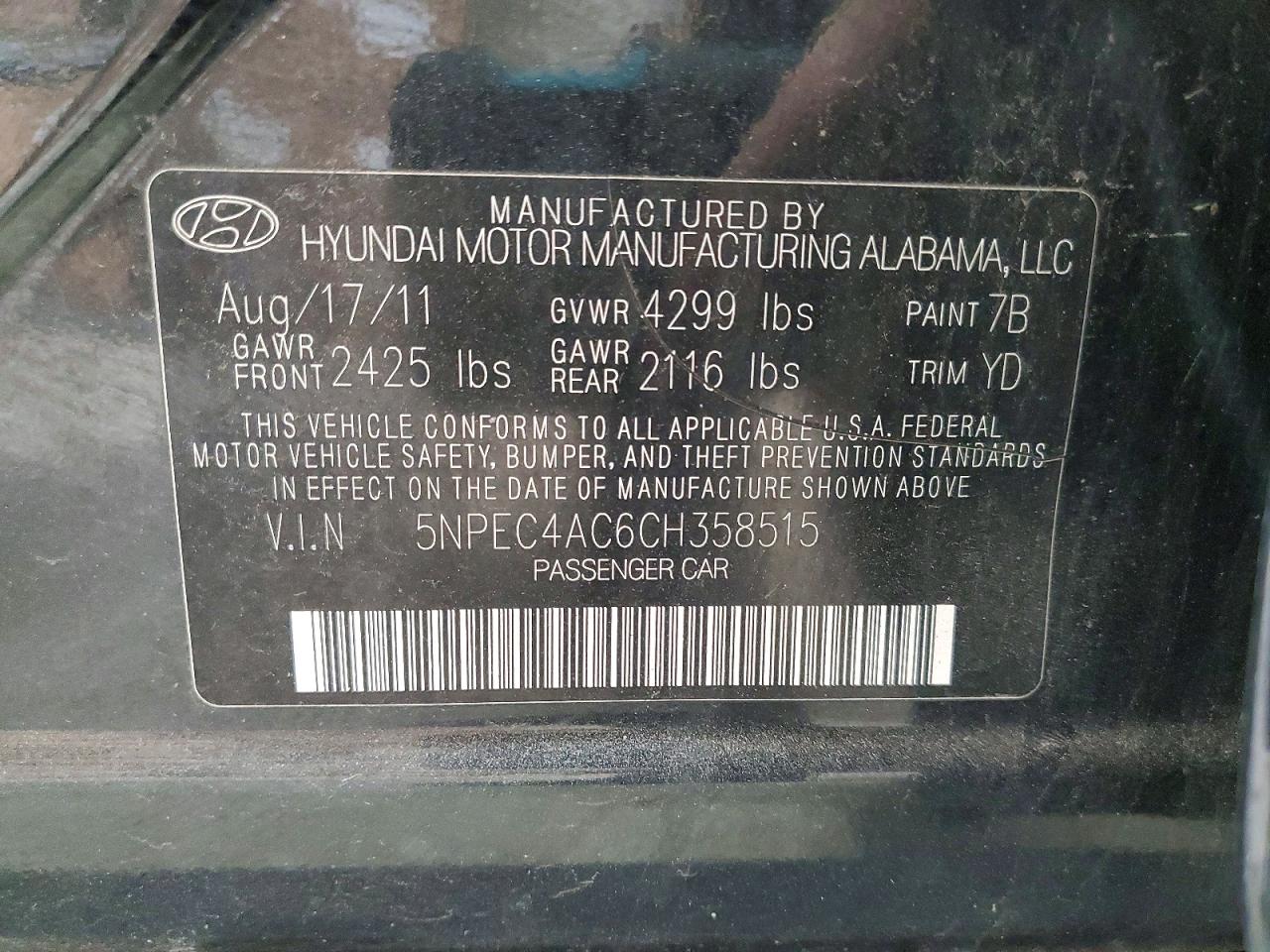 2012 HYUNDAI SONATA SE photo 12