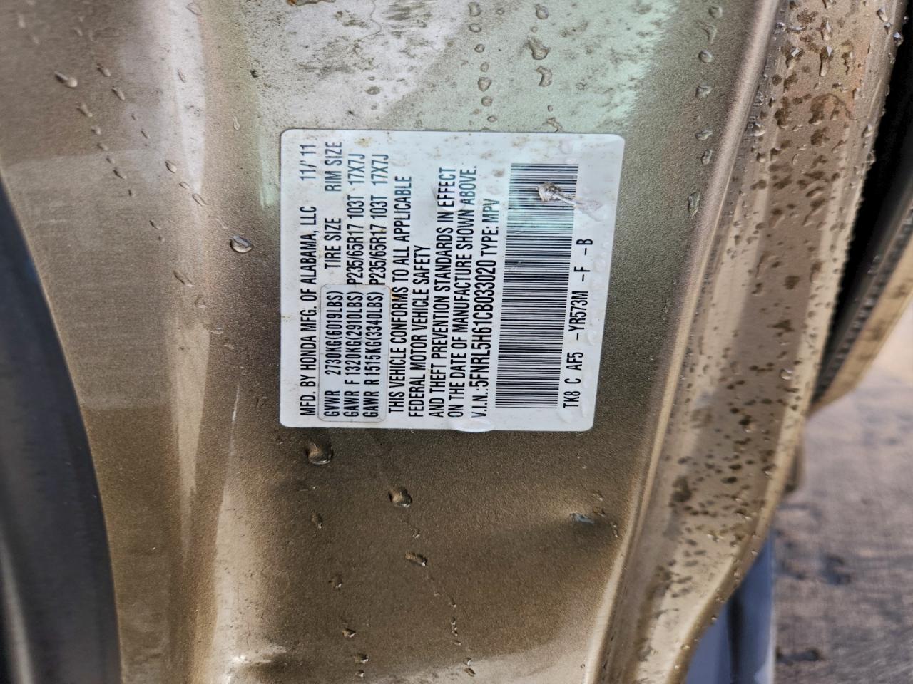 2012 HONDA ODYSSEY EXL photo 13