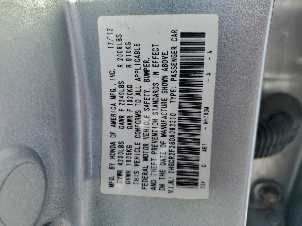 2013 HONDA ACCORD LX photo 25