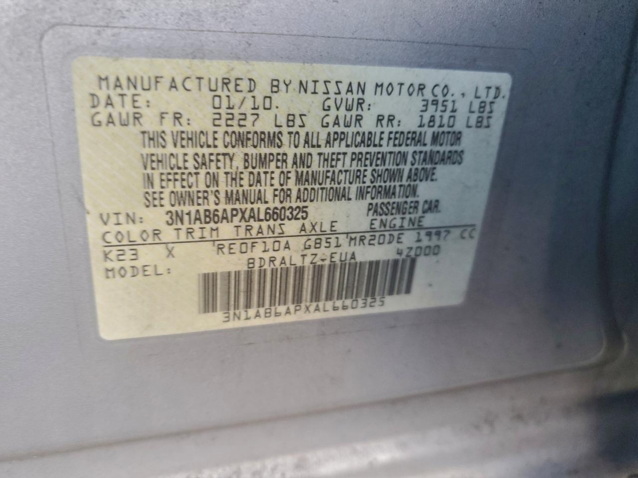 2010 NISSAN SENTRA 2.0 photo 23