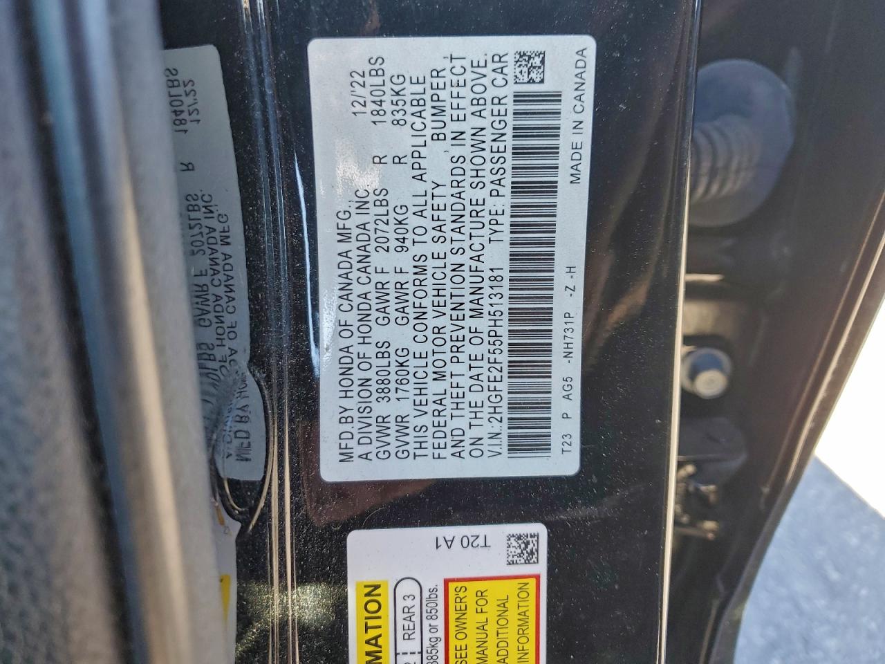2023 HONDA CIVIC SPORT photo 13