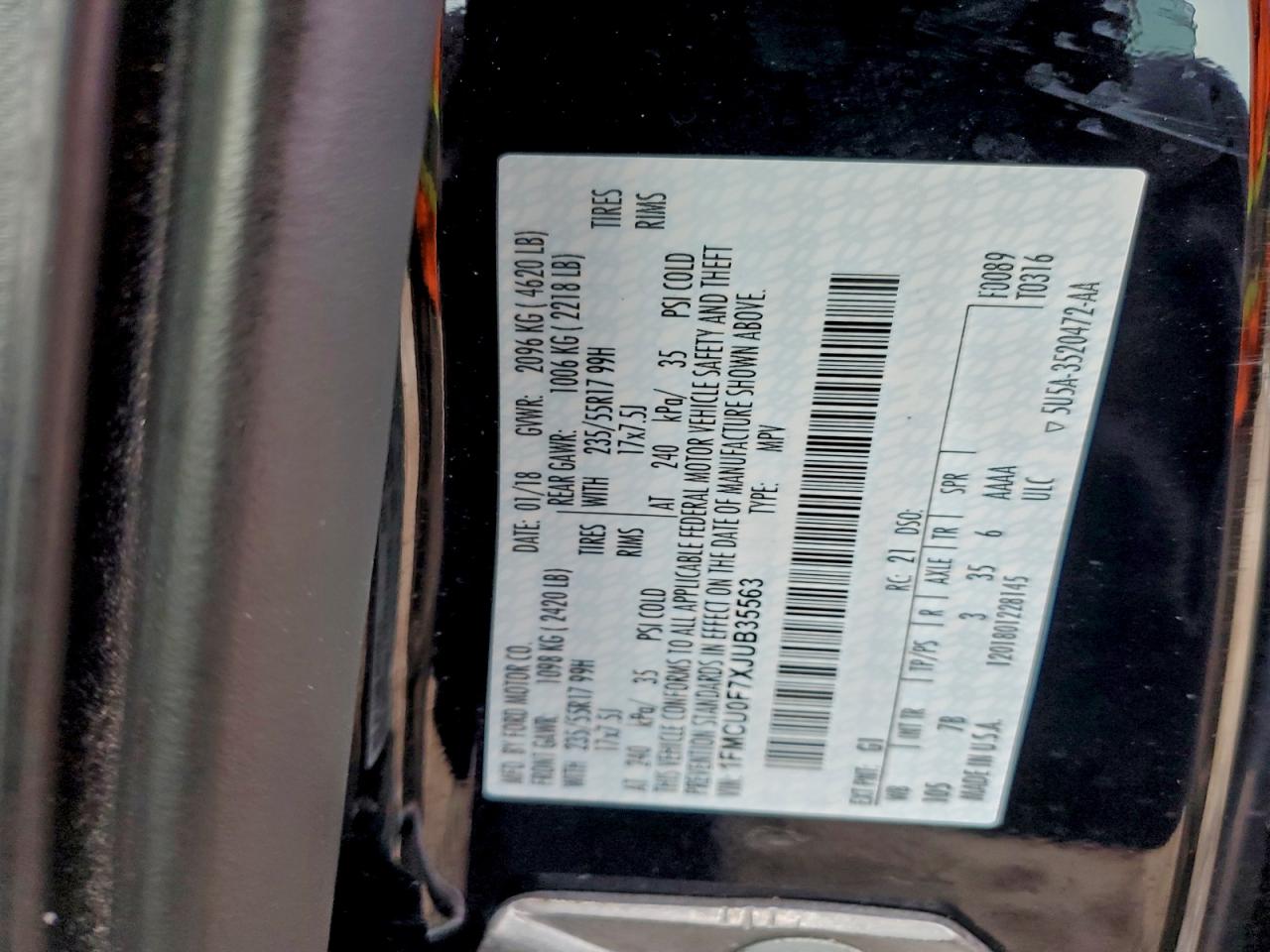 2018 FORD ESCAPE S photo 13