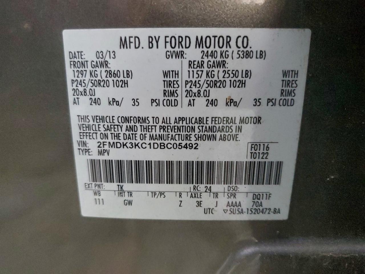 2013 FORD EDGE LIMITED photo 49