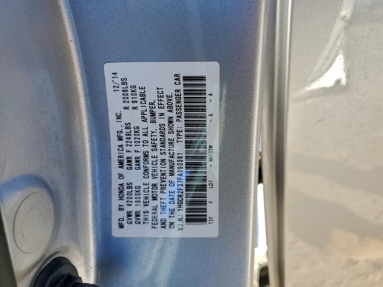 2015 HONDA ACCORD LX photo 34