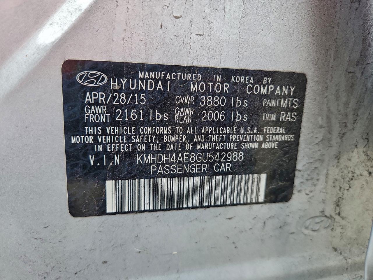 2016 HYUNDAI ELANTRA SE photo 34