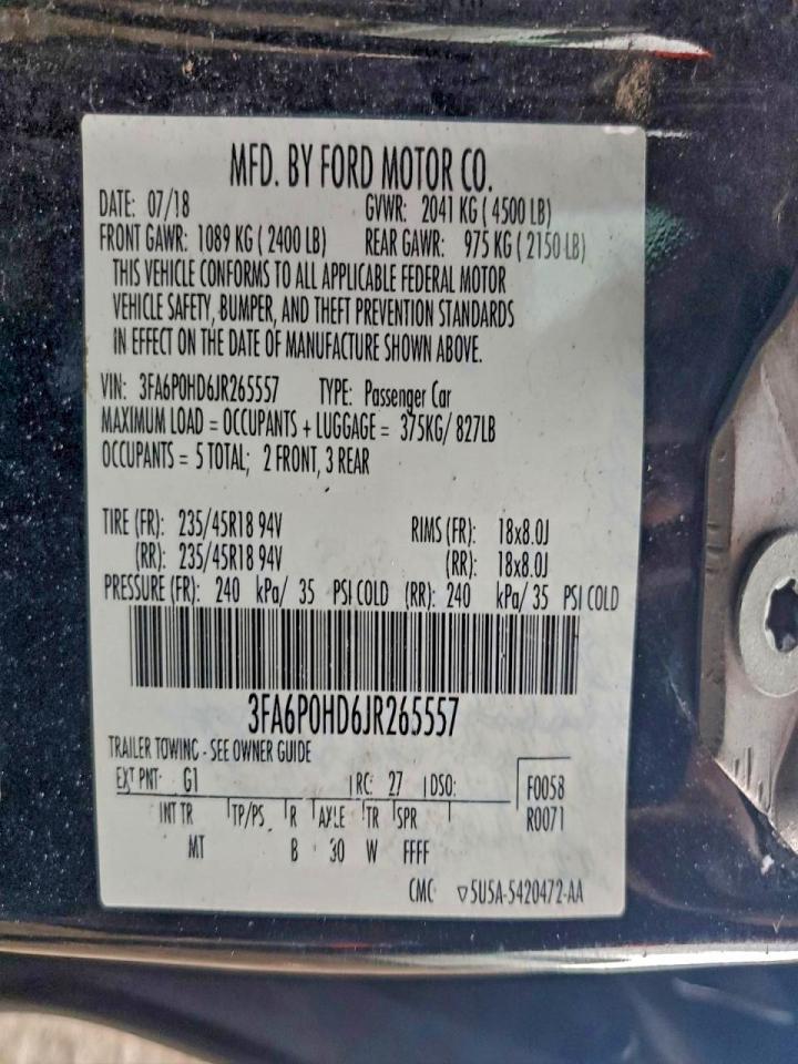 2018 FORD FUSION SE photo 36