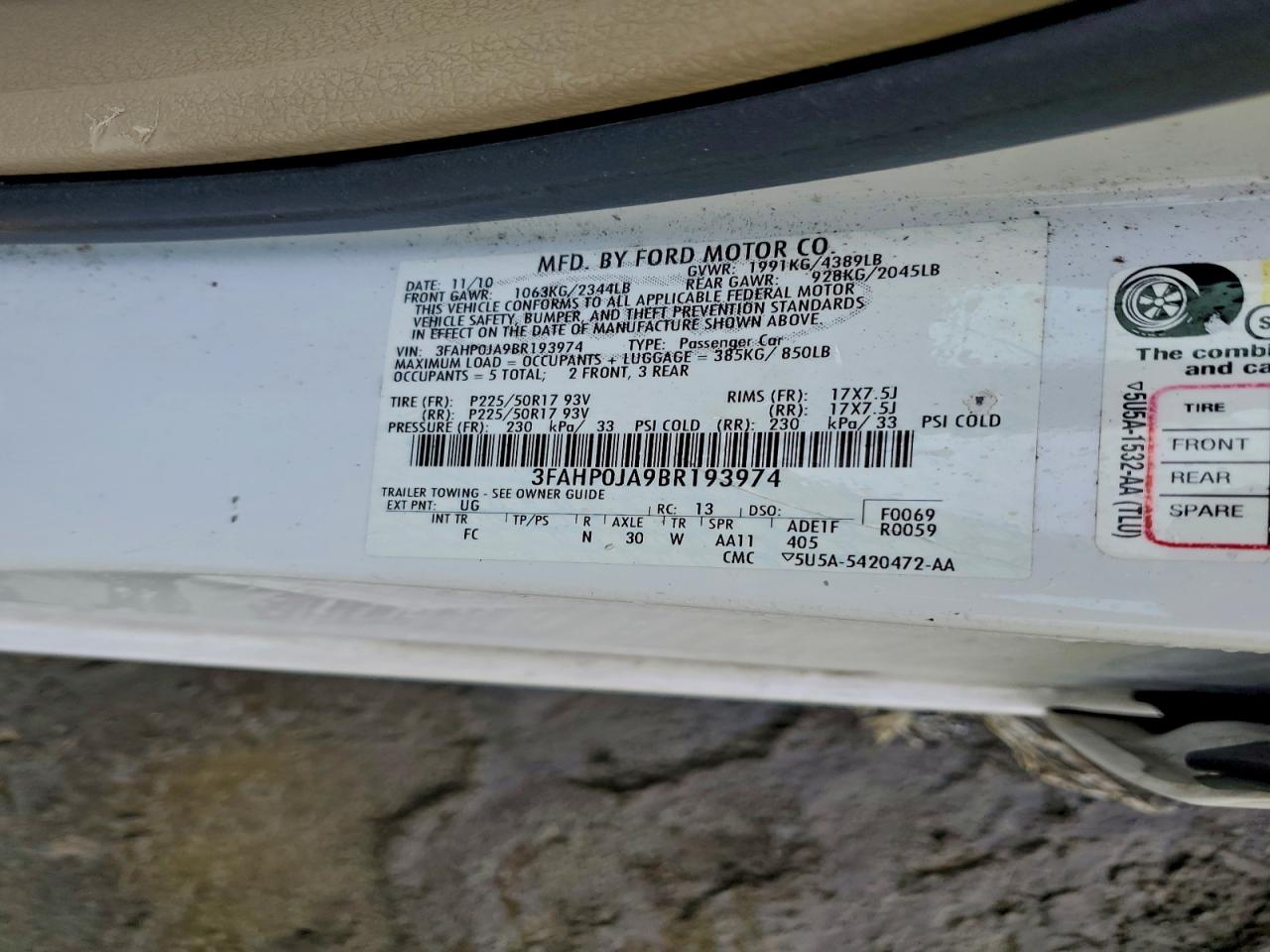 2011 FORD FUSION SEL photo 23