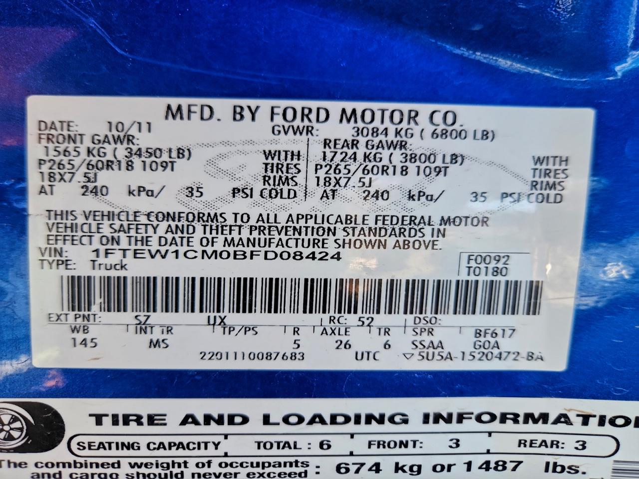 2011 FORD F150 SUPERCREW photo 12