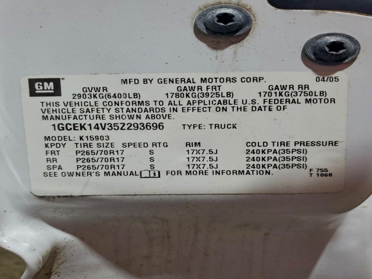 2005 CHEVROLET SILVERADO K1500 photo 12