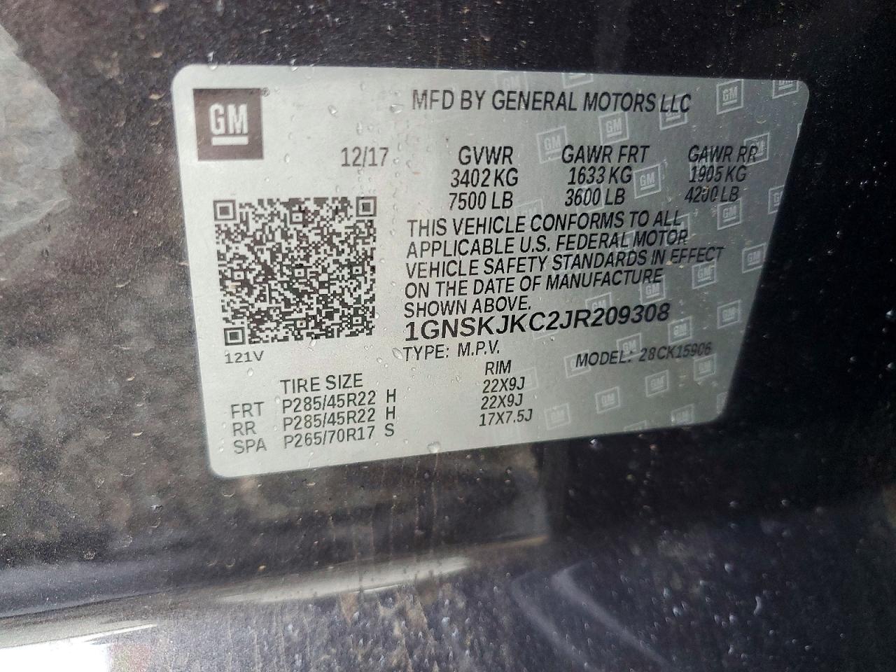 2018 CHEVROLET SUBURBAN K1500 PREMIER photo 14