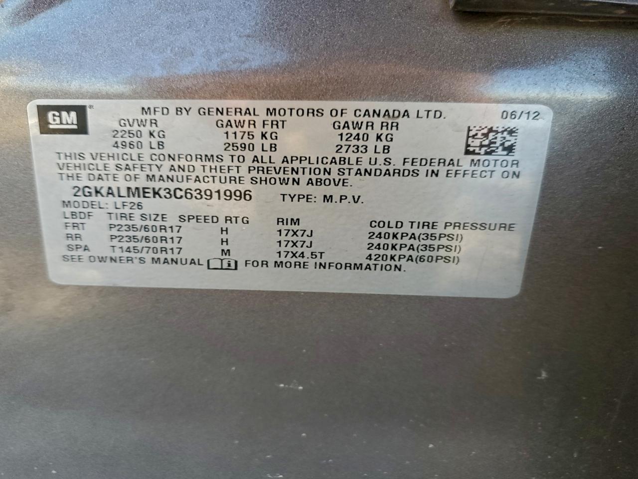 2012 GMC TERRAIN SLE photo 12
