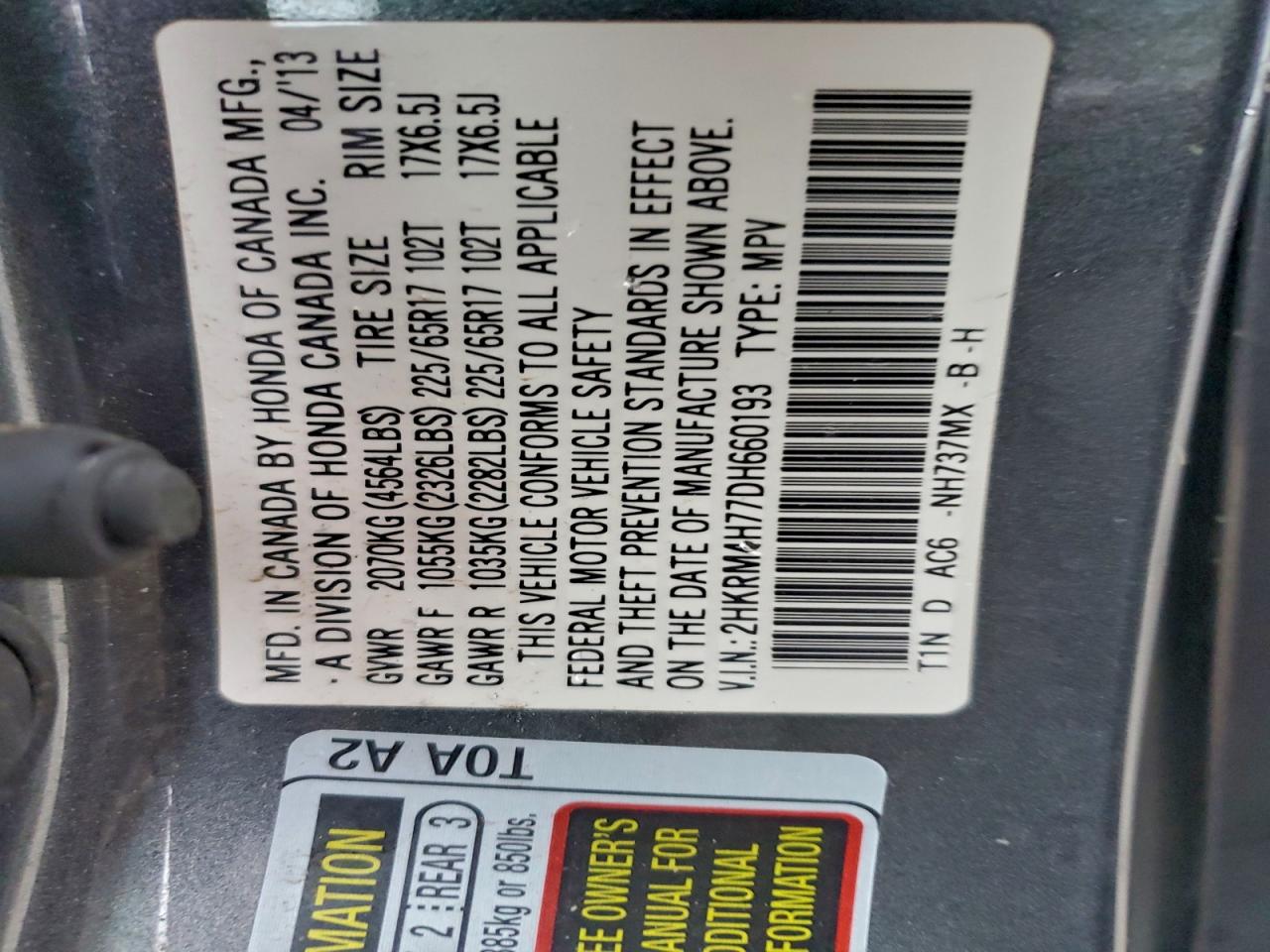 2013 HONDA CR-V EXL photo 13