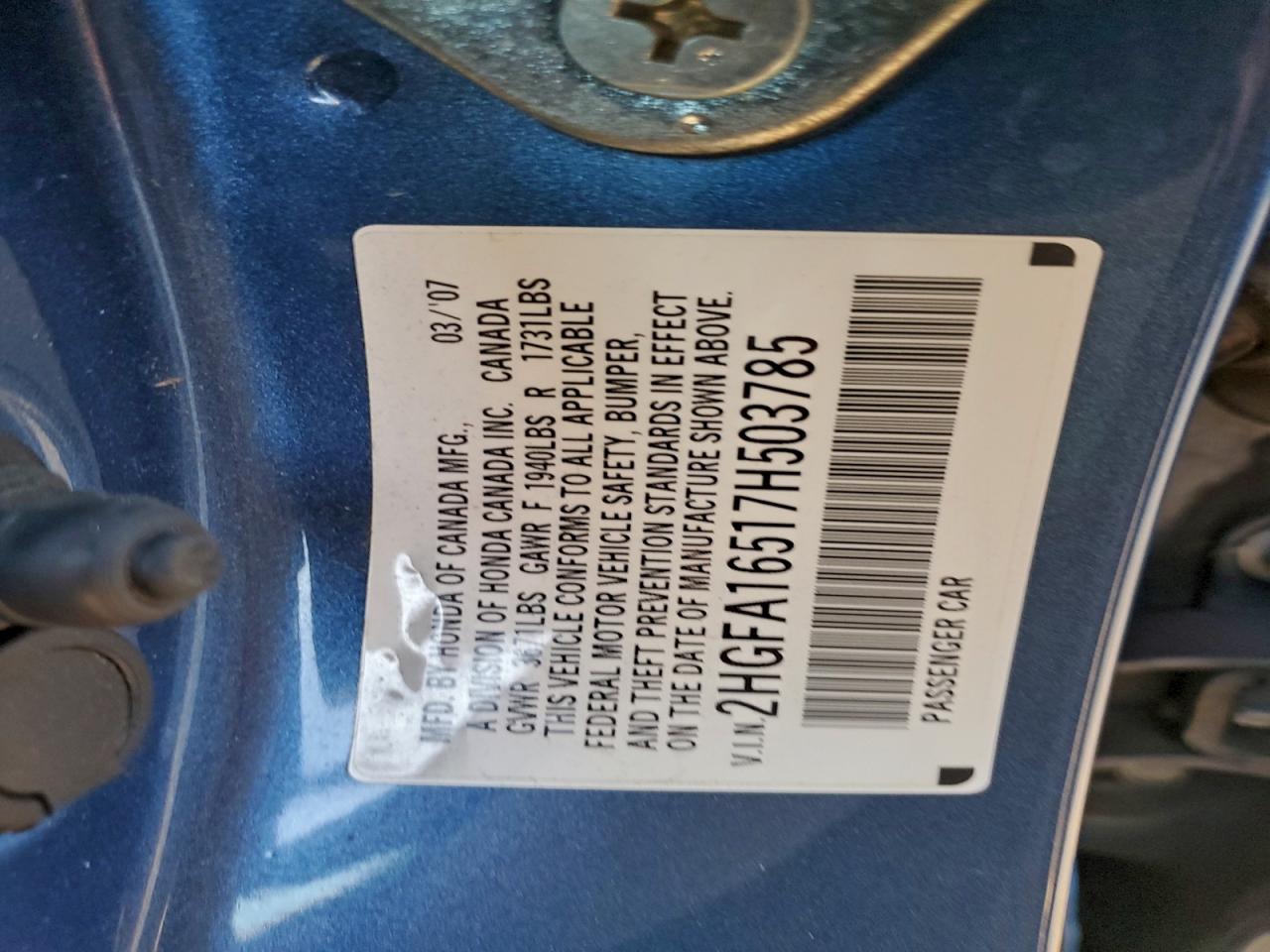 2007 HONDA CIVIC LX photo 34