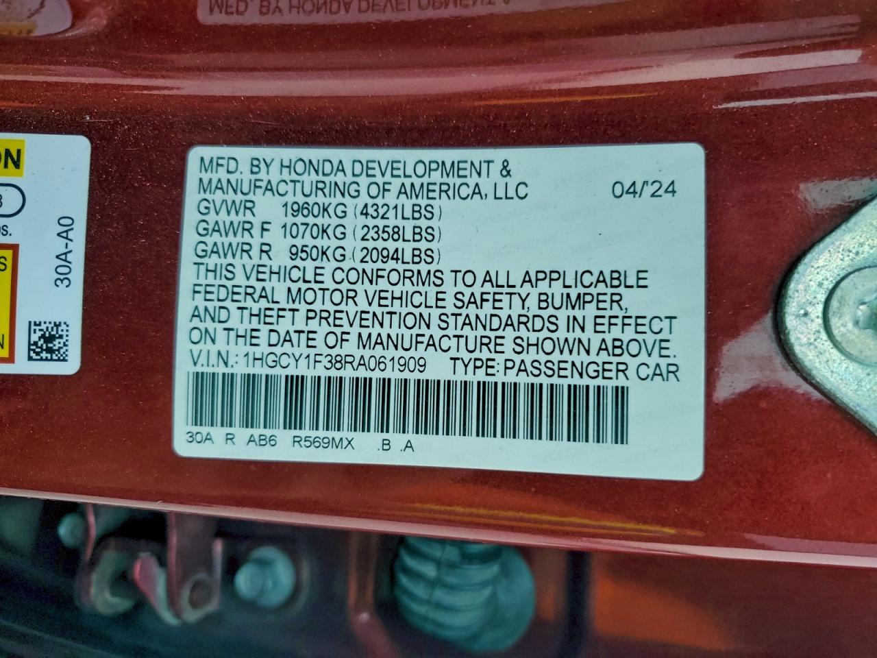 2024 HONDA ACCORD EX photo 23