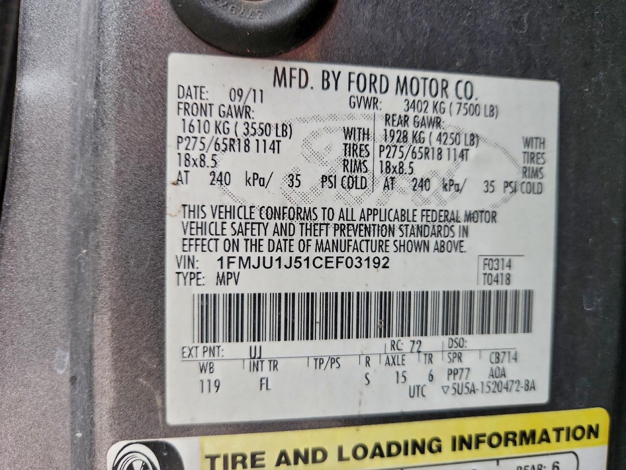 2012 FORD EXPEDITION XLT photo 13