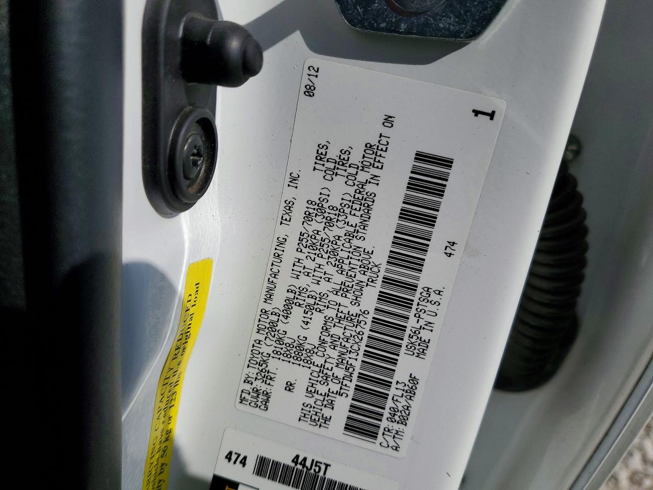 2012 TOYOTA TUNDRA CREWMAX SR5 photo 12
