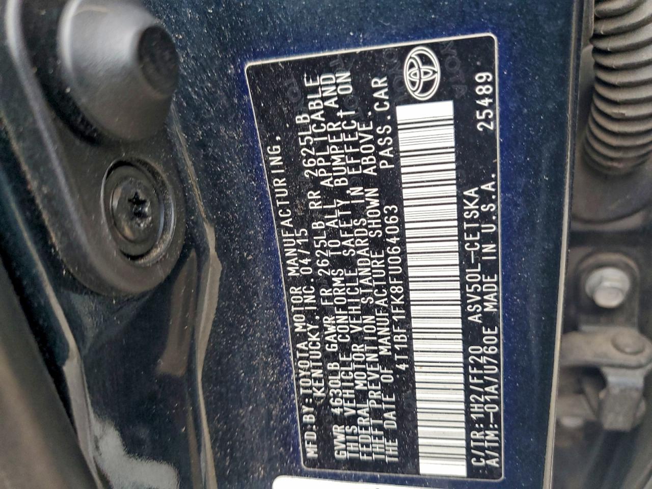 2015 TOYOTA CAMRY LE photo 12