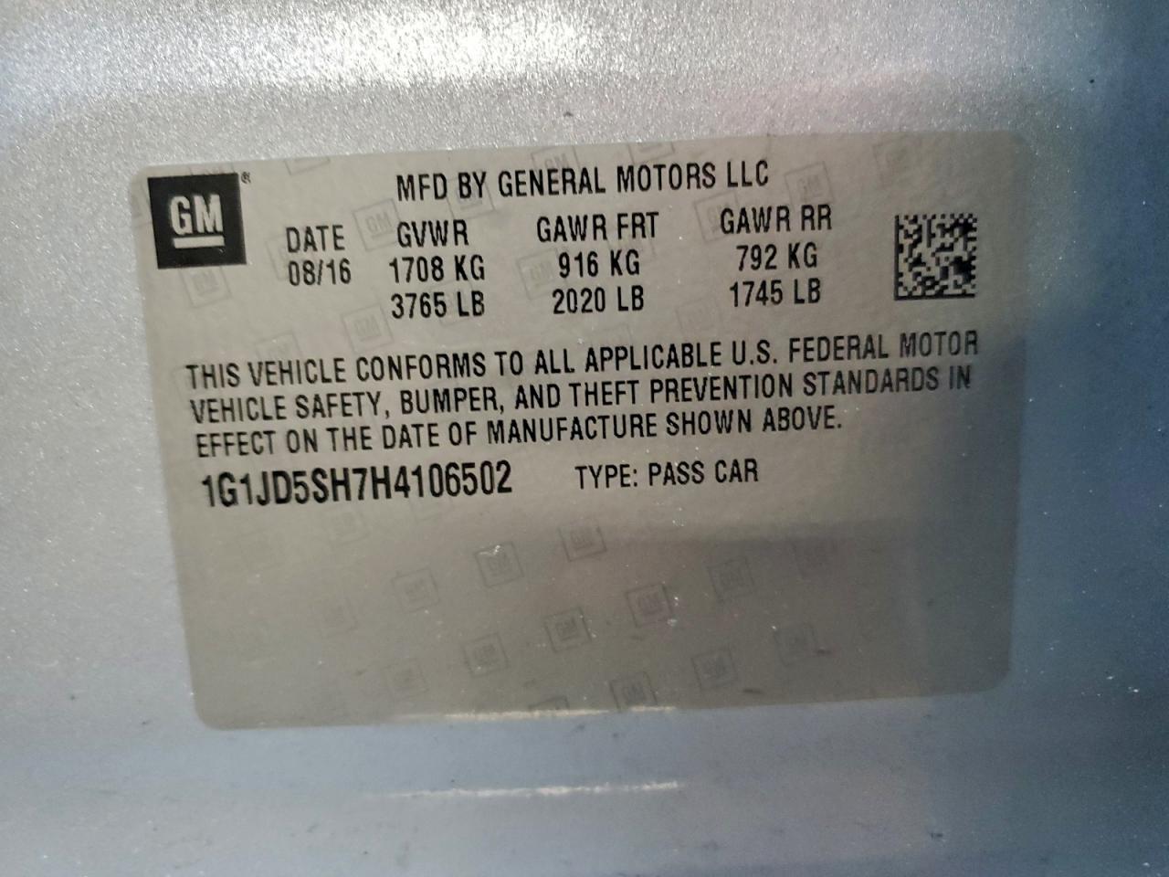 2017 CHEVROLET SONIC LT photo 12