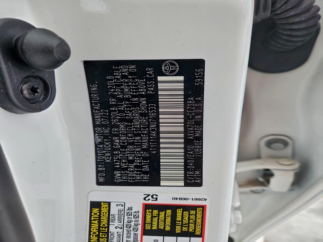 2022 TOYOTA CAMRY SE photo 12