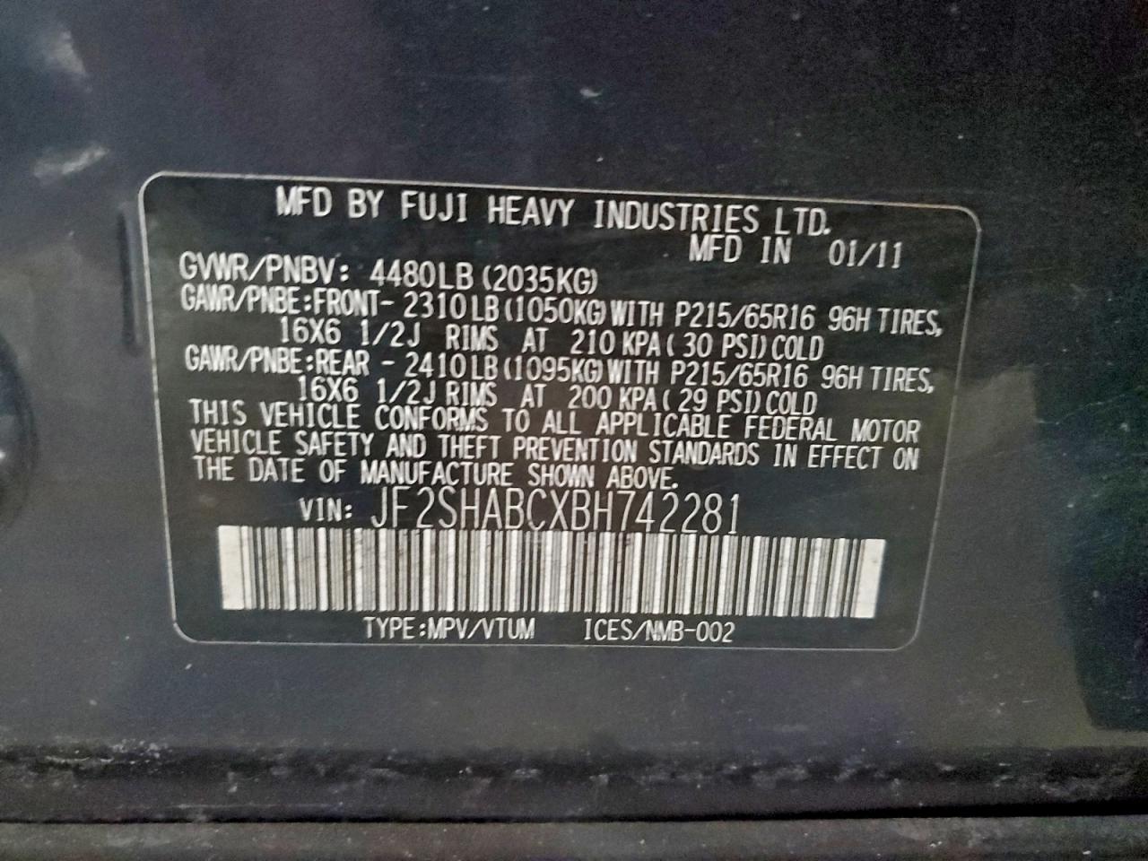 2011 SUBARU FORESTER 2.5X photo 23