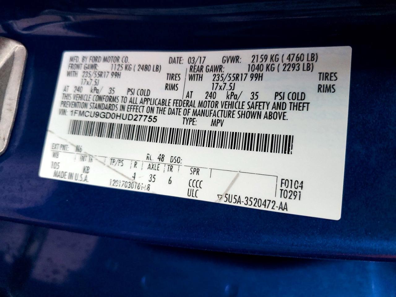 2017 FORD ESCAPE SE photo 13