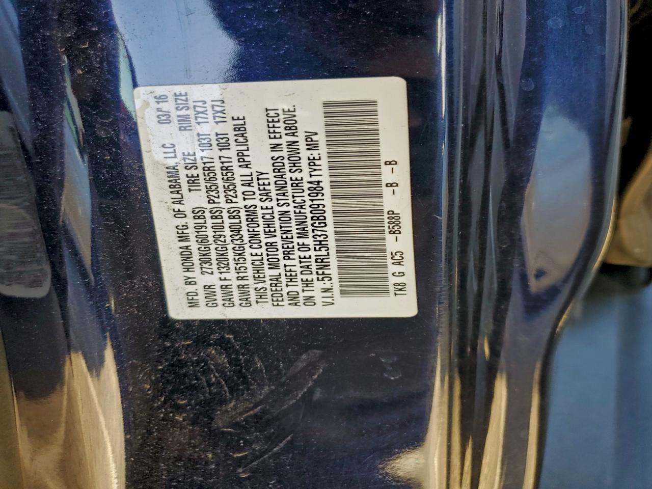 2016 HONDA ODYSSEY SE photo 25