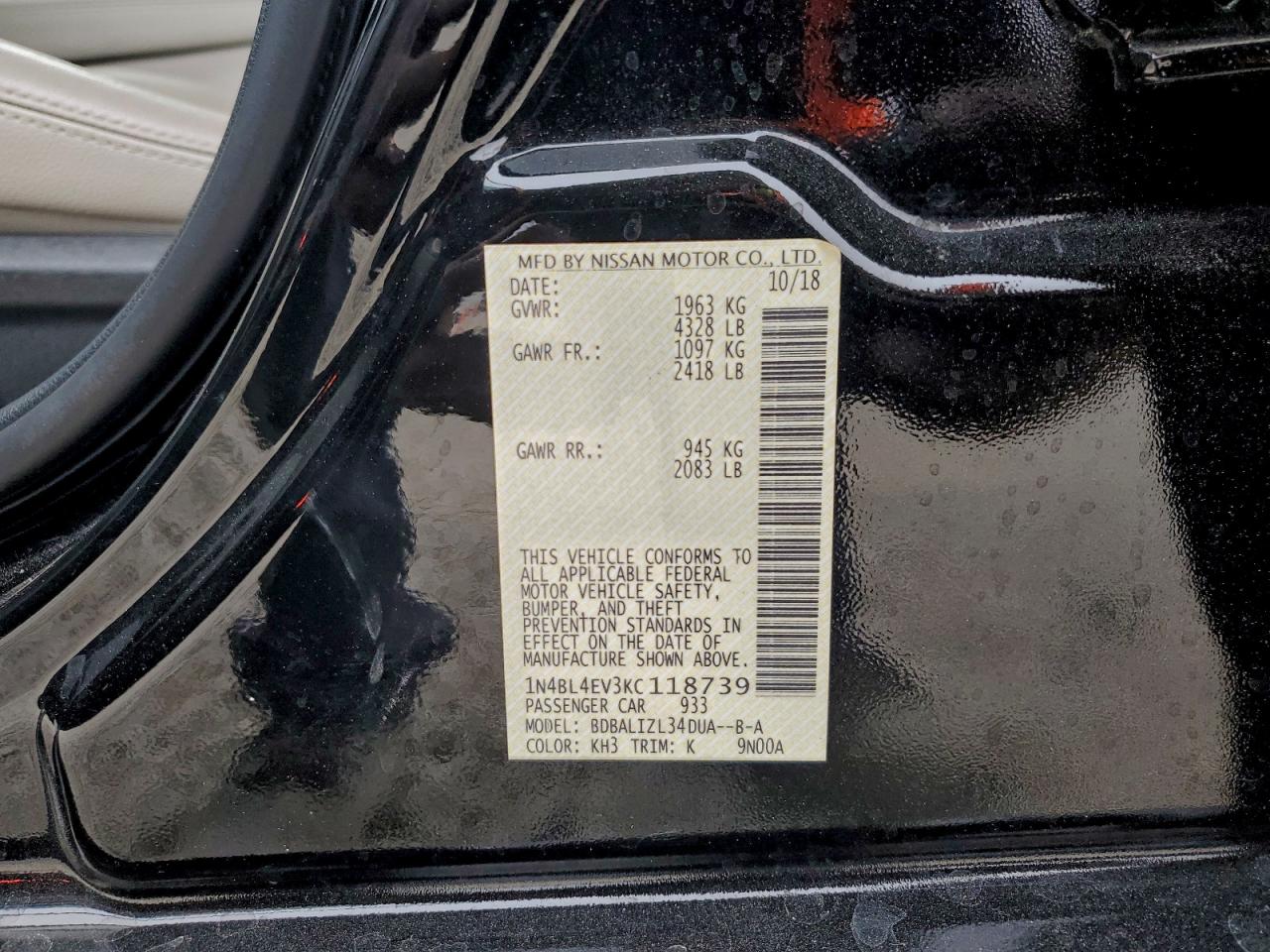 2019 NISSAN ALTIMA SL photo 12