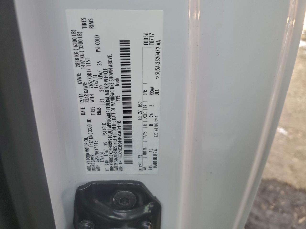 2017 FORD F150 SUPER CAB photo 12