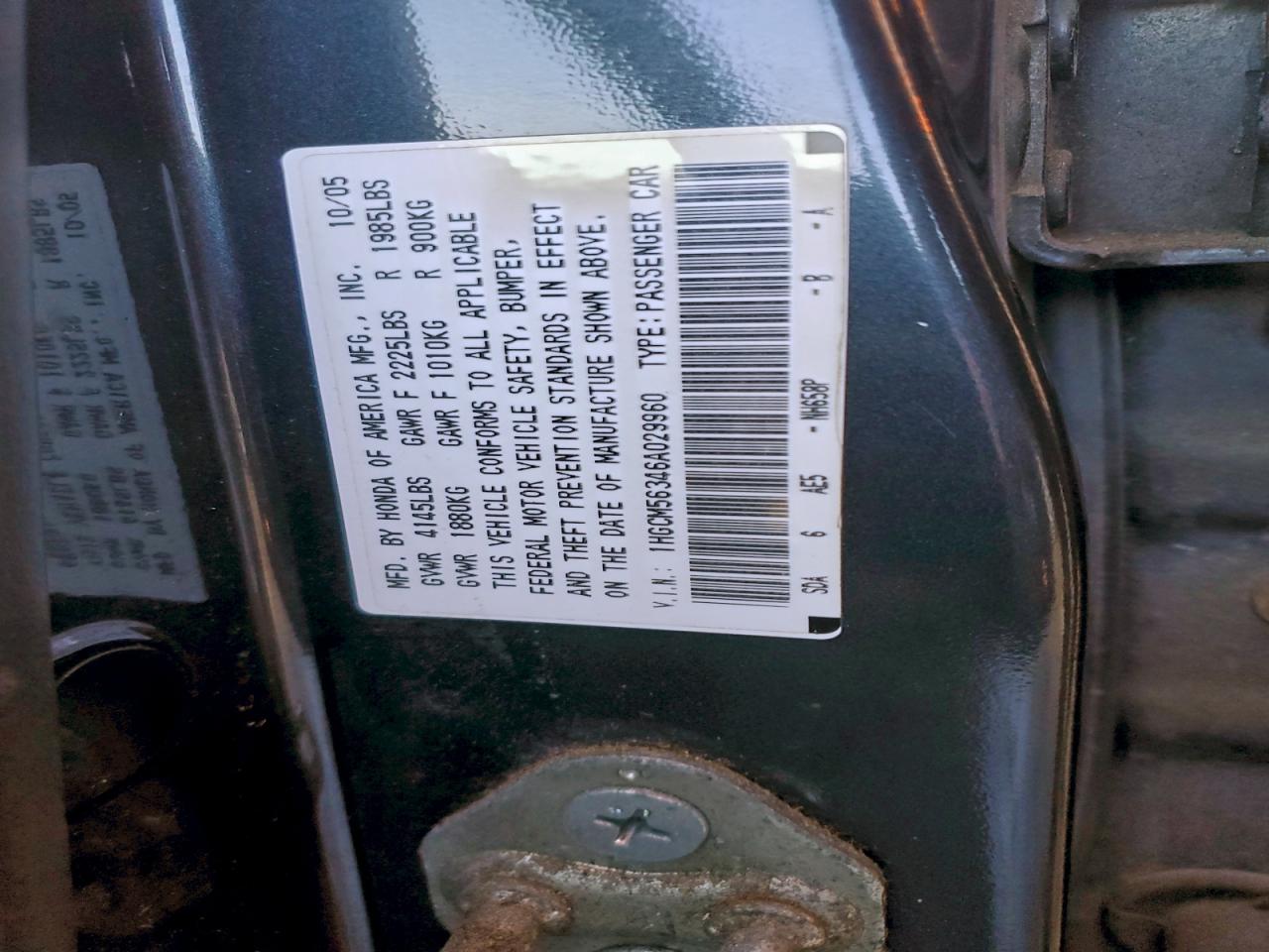 2006 HONDA ACCORD SE photo 34
