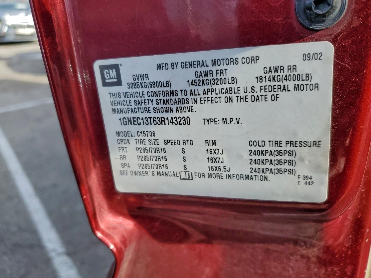 2003 CHEVROLET TAHOE C1500 photo 34