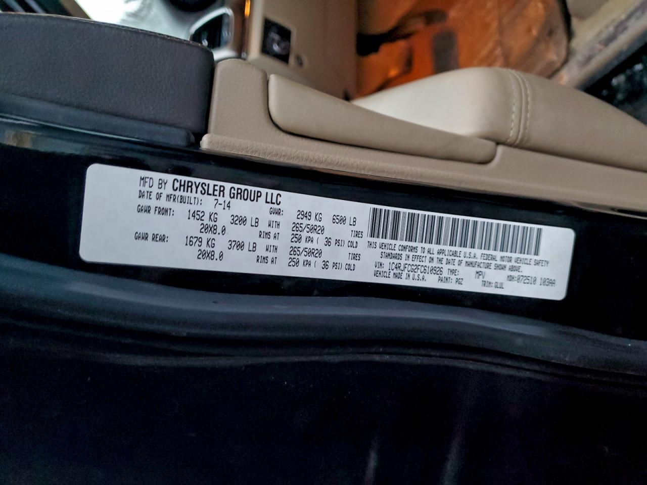 2015 JEEP GRAND CHEROKEE OVERLAND photo 13