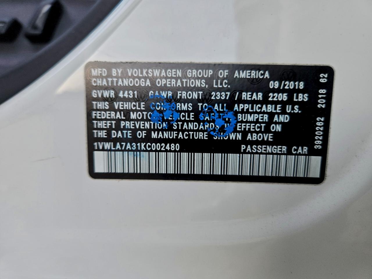 2019 VOLKSWAGEN PASSAT WOLFSBURG photo 23