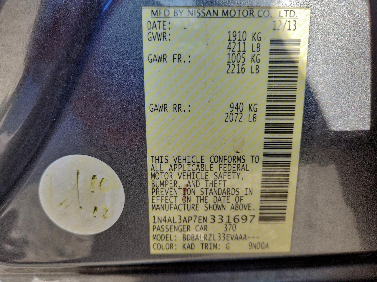 2014 NISSAN ALTIMA 2.5 photo 12